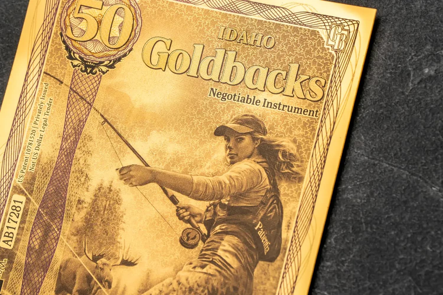 Idaho Goldback denomination guide image showing multiple notes for comparison